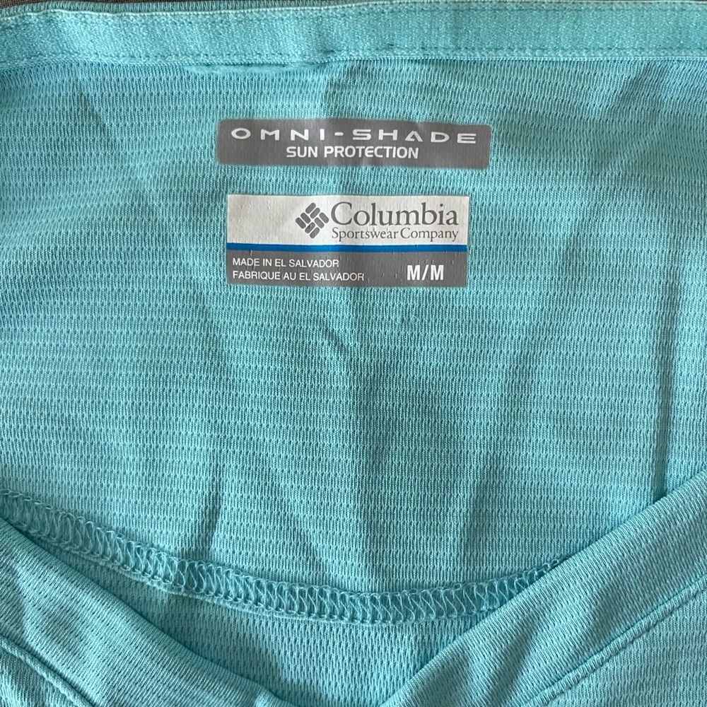 Columbia Omni Shade Aqua 3/4 Sleeve Top Sun Protection Beach Fishing Medium Hike - Picture 2 of 8